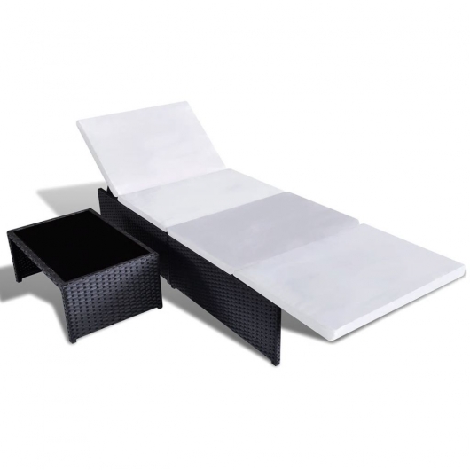 Outdoor-Lehnstühle 2 Stk. mit Tisch Schwarz Poly-Rattan