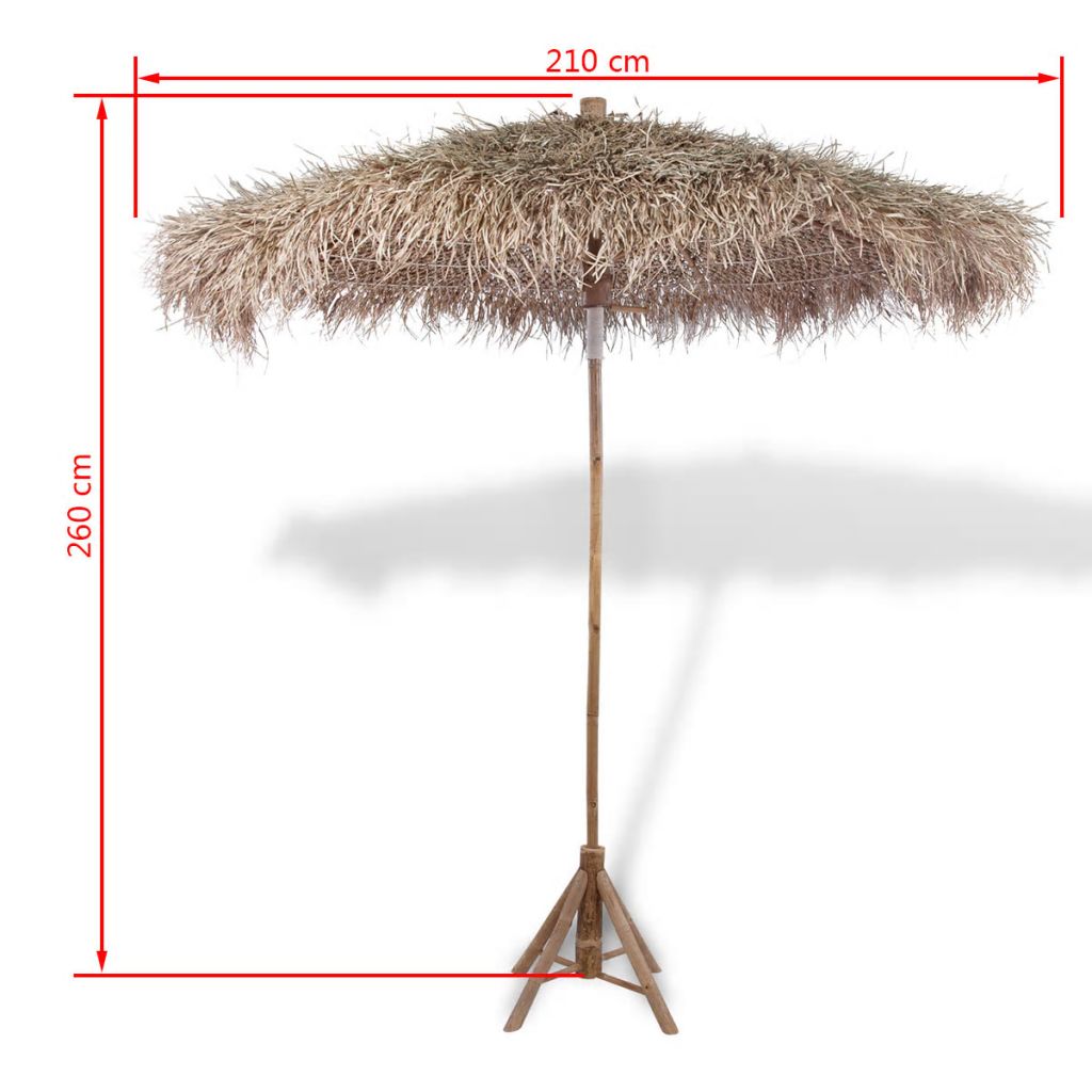 Bambus-Sonnenschirm mit Bananenblatt-Dach 210 cm