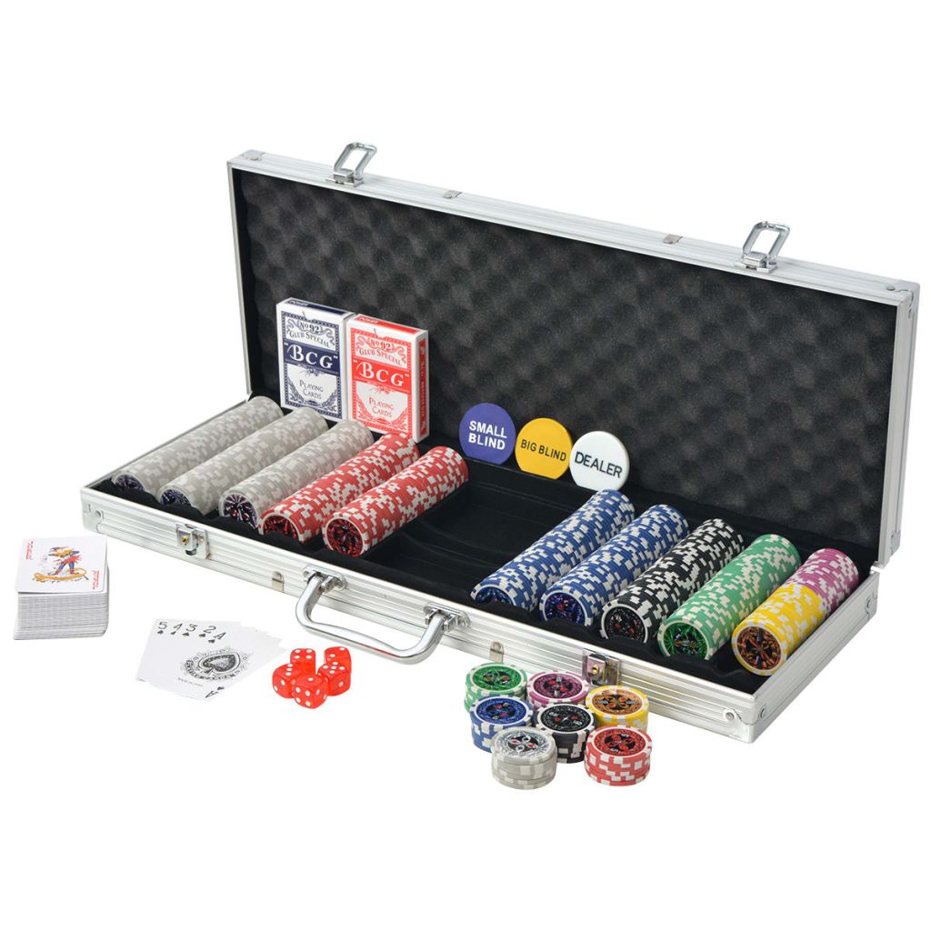 Poker Set mit 500 Laserchips Aluminium