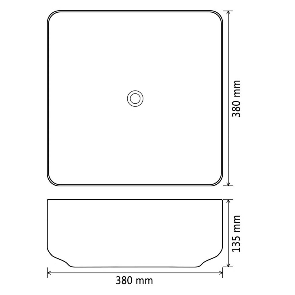 Waschbecken Quadratisch Keramik Weiß 39x39x13,5 cm