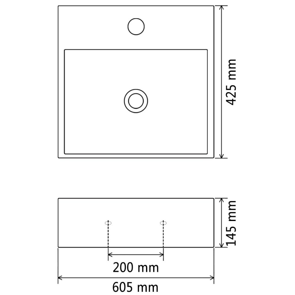 Waschbecken mit Hahnloch Keramik Weiß 60,5x42,5x14,5 cm