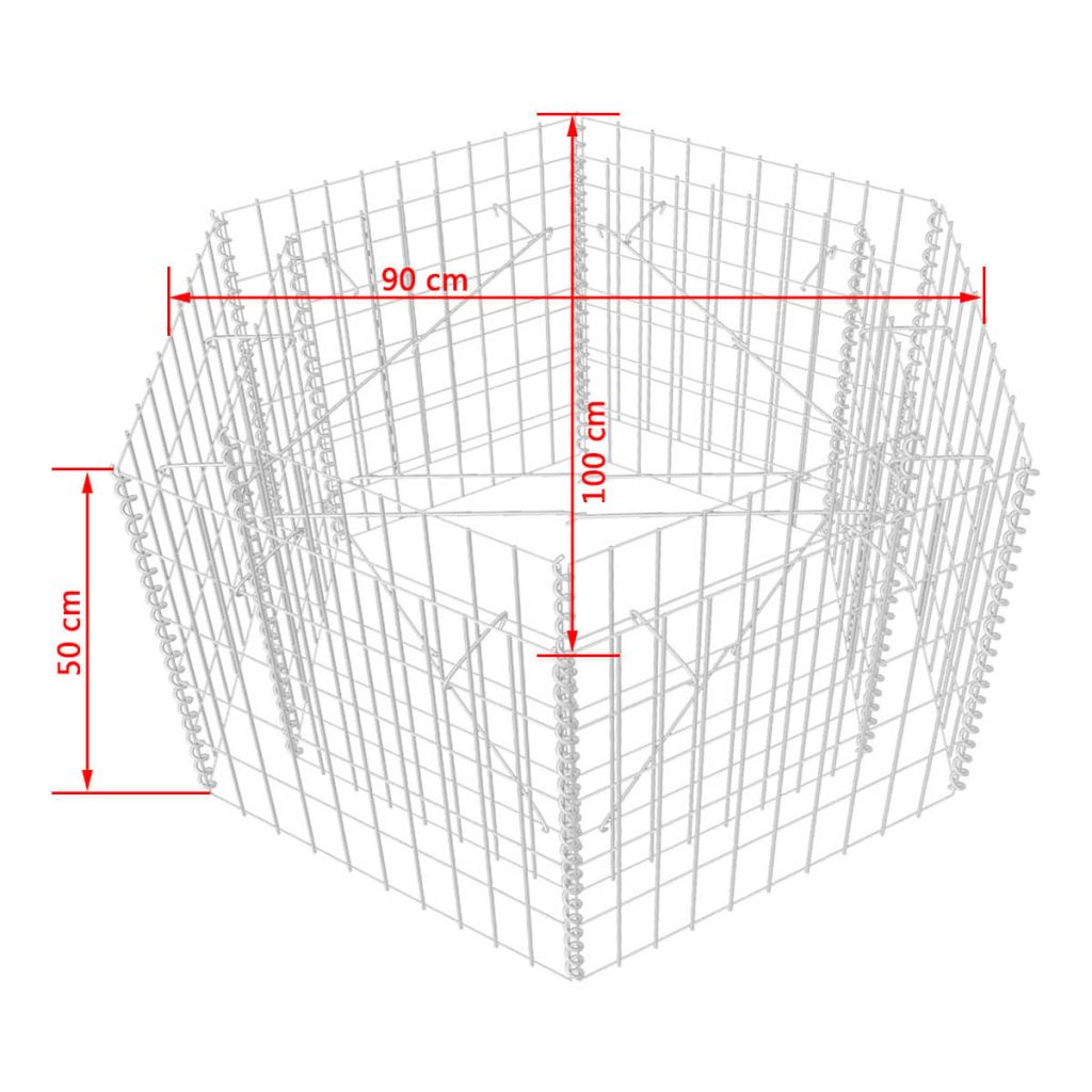 Sechseckiges Gabionen-Hochbeet 100×90×50 cm