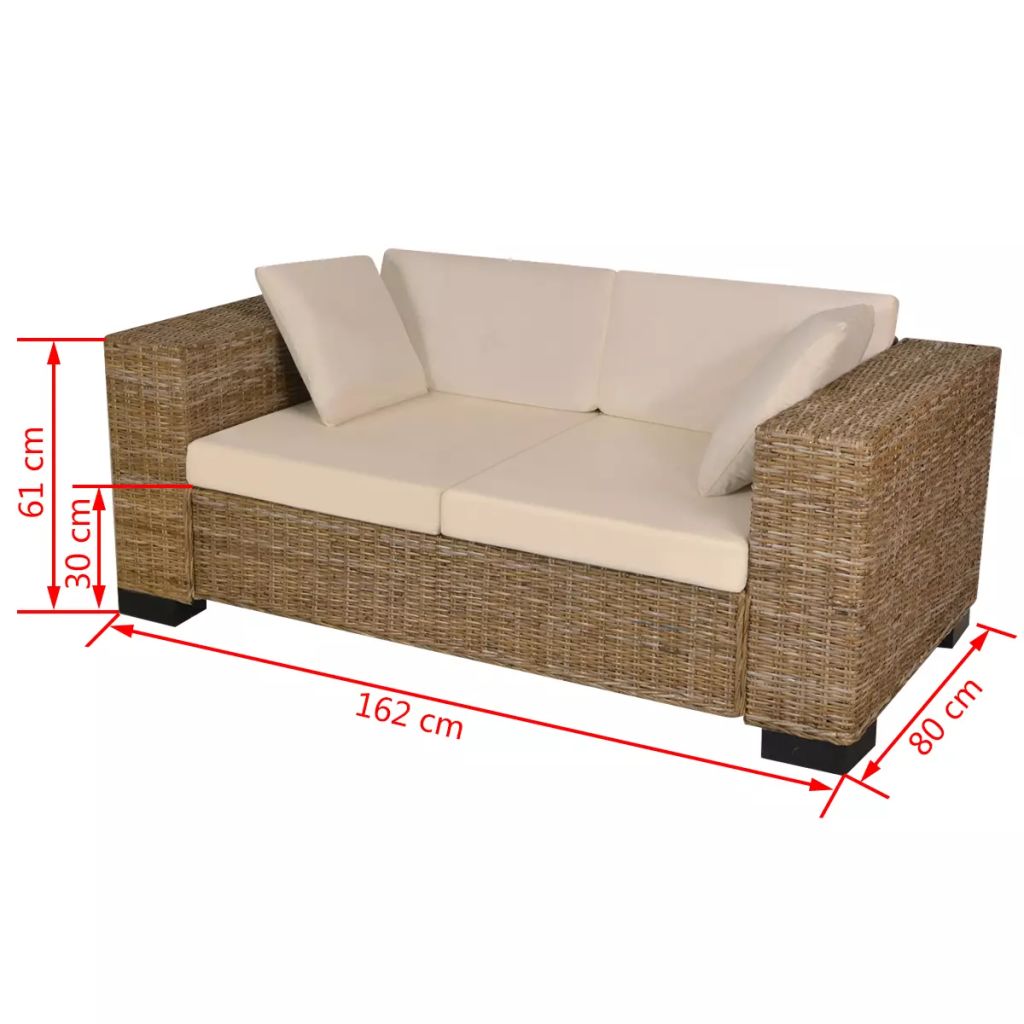 2-Sitzer Sofa Echtes Rattan