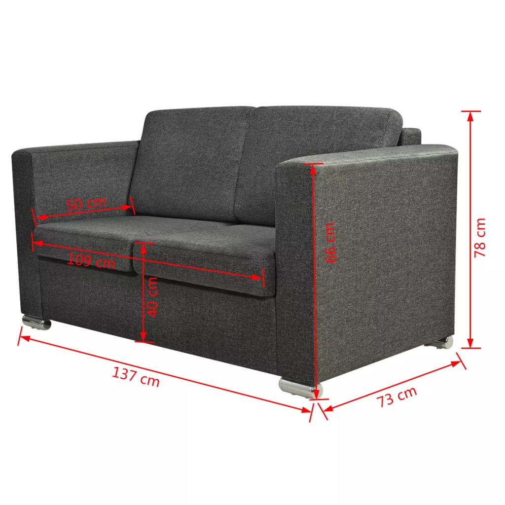 2-Sitzer Sofa Stoff Dunkelgrau