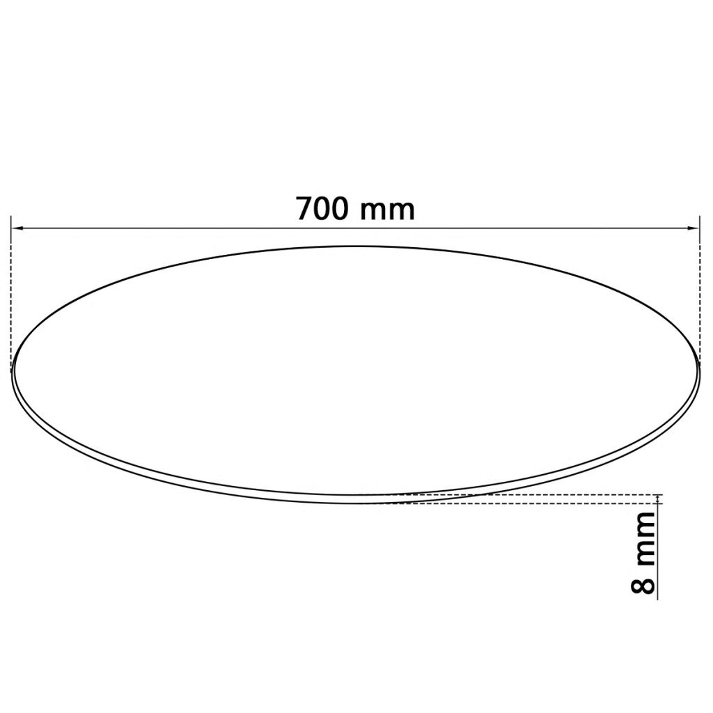 Tischplatte aus gehärtetem Glas rund 700 mm