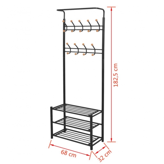 Garderobe mit Schuhablage 68×32×182,5 cm Schwarz