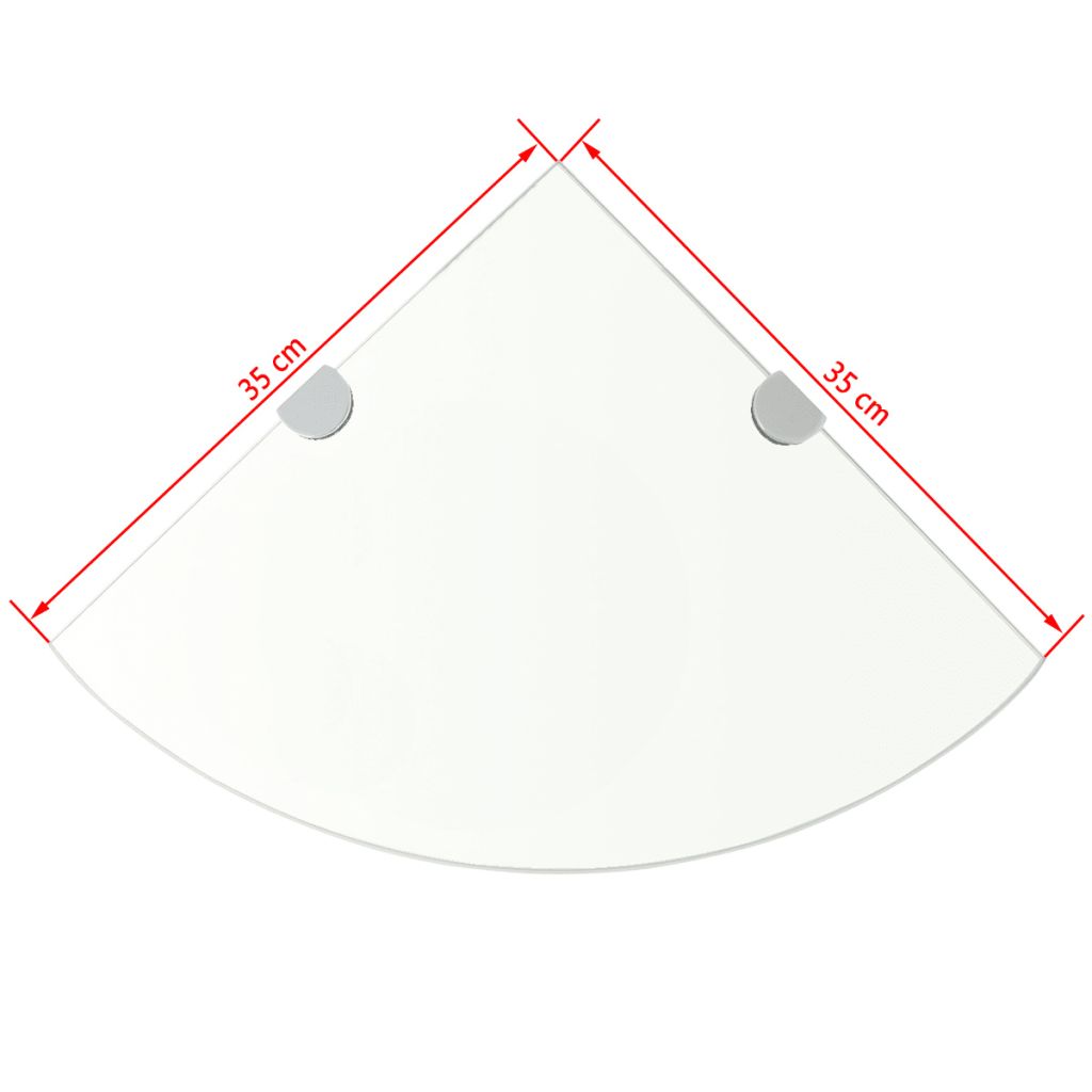 Eckregal mit verchromten Halterungen Glas Transparent 35 x 35 cm