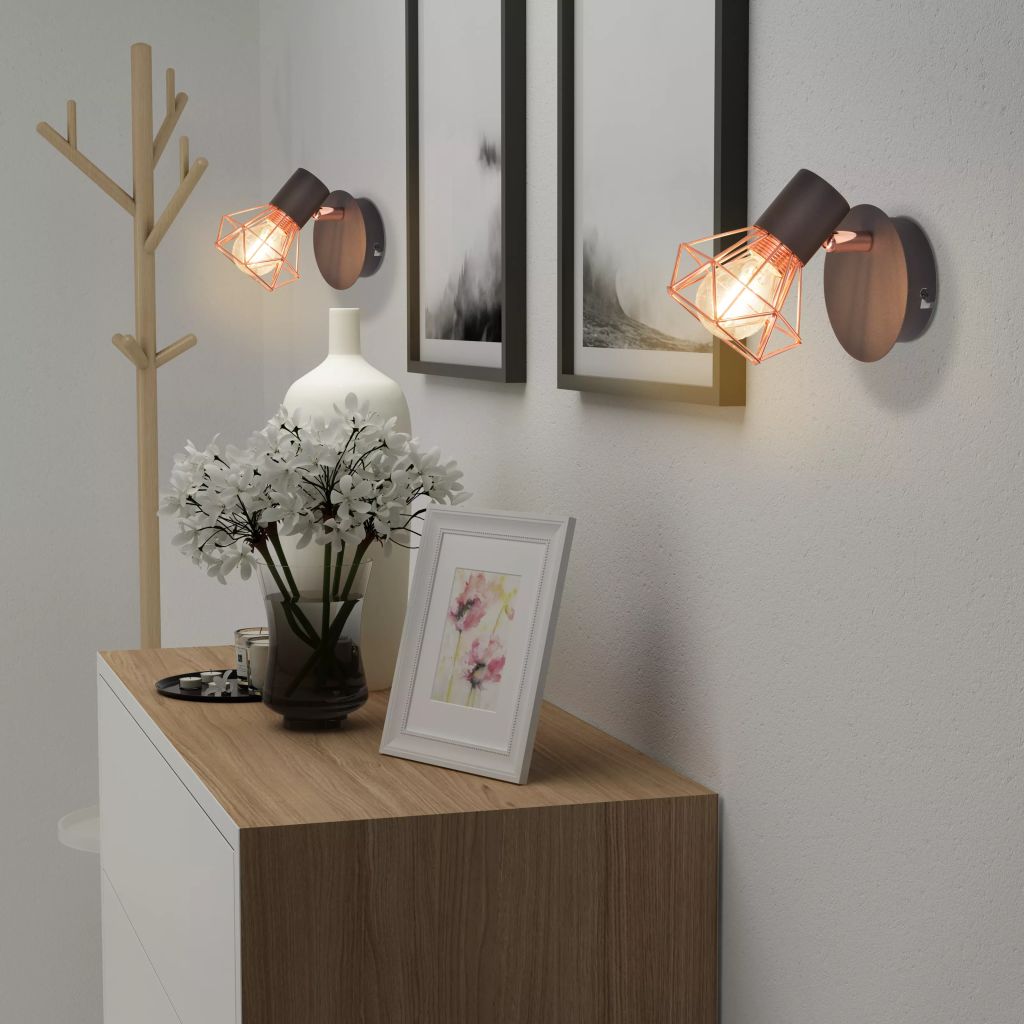 2 Wandleuchten mit 2 LED-Glühlampen 8 W