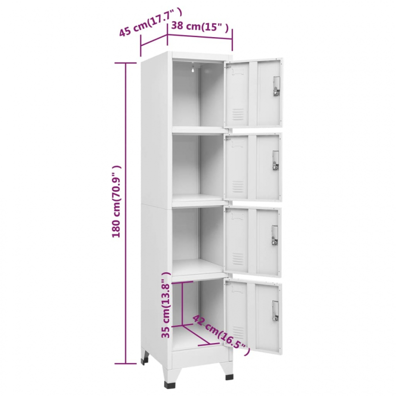 Schließfachschrank mit 4 Fächern 38x45x180 cm