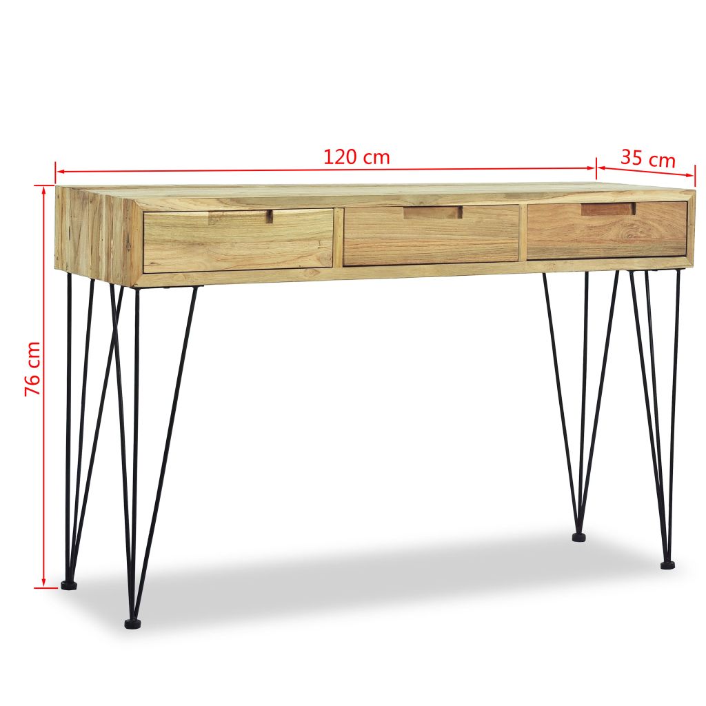 Konsolentisch 120 x 35 x 76 cm Teak Massiv