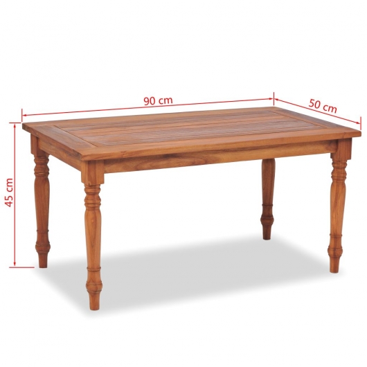 Batavia-Couchtisch Teak 90x50x45 cm