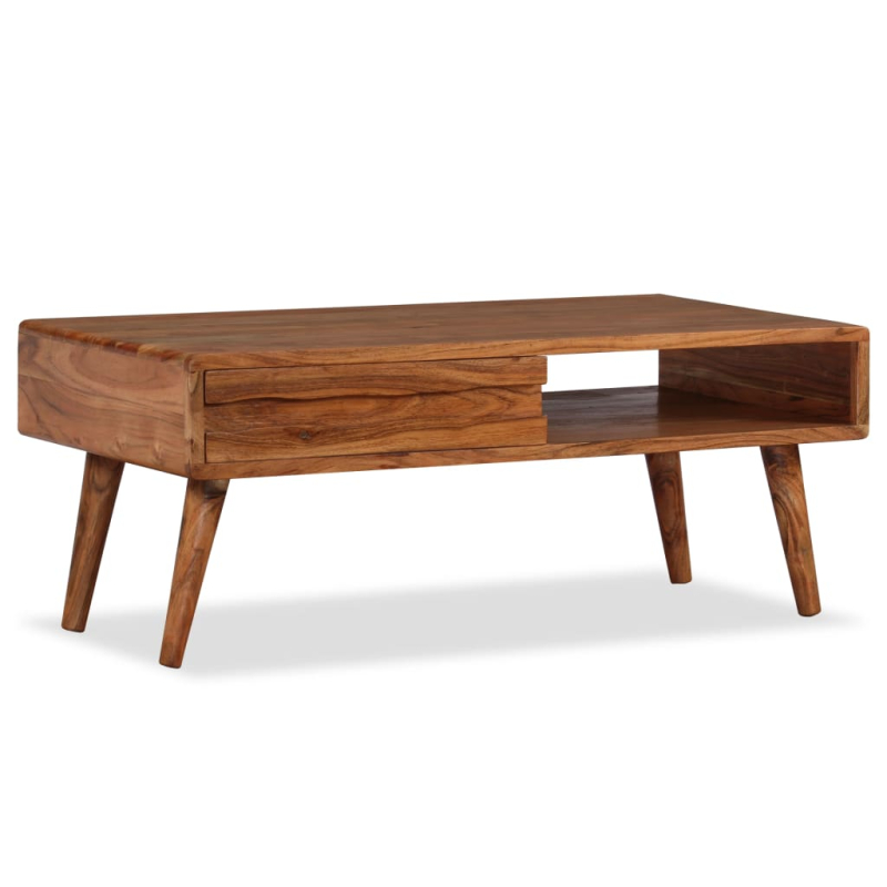 Couchtisch mit Schublade Massivholz Geschnitzt 100x50x40 cm