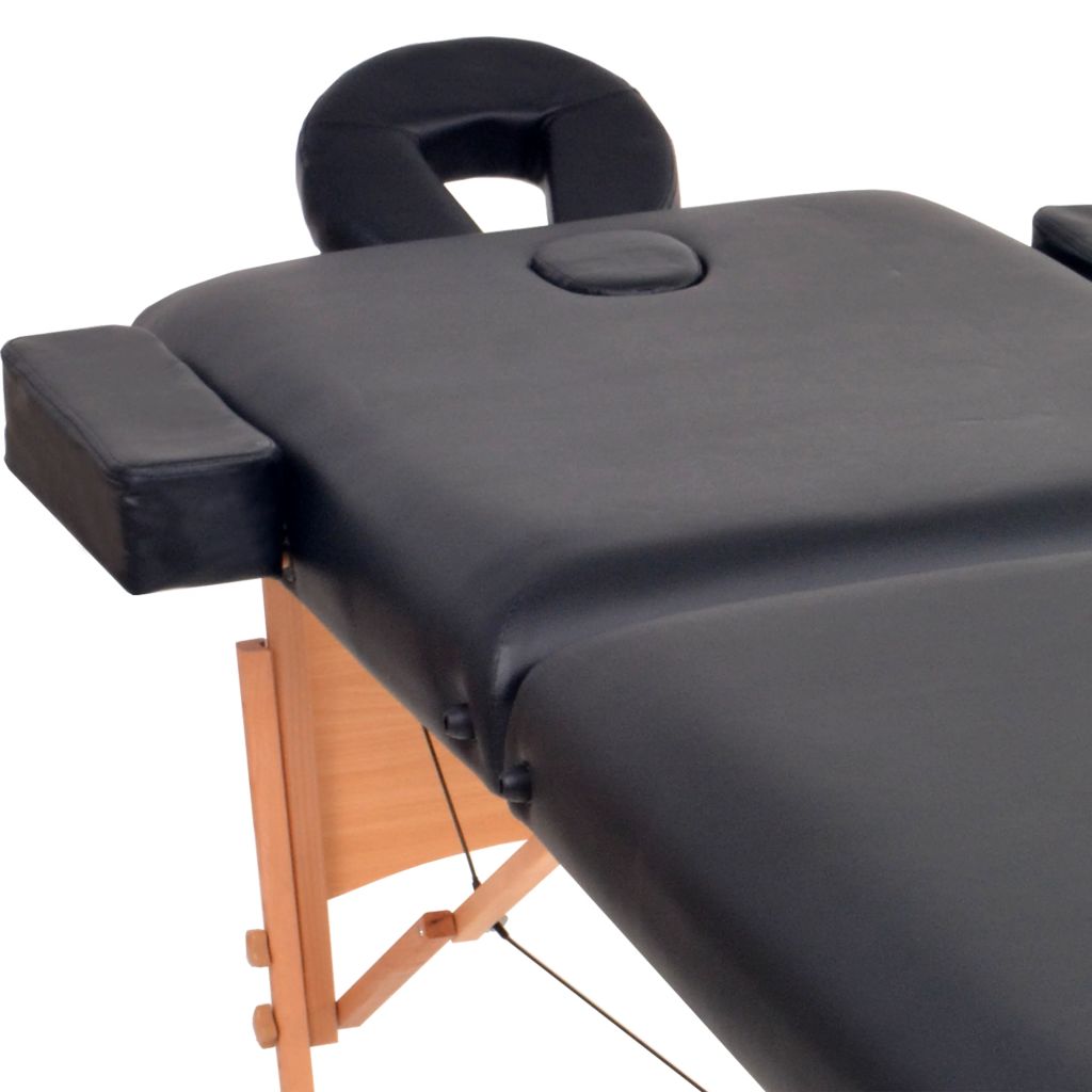 Massageliege 2 Zonen Tragbar 10 cm Polsterung Schwarz