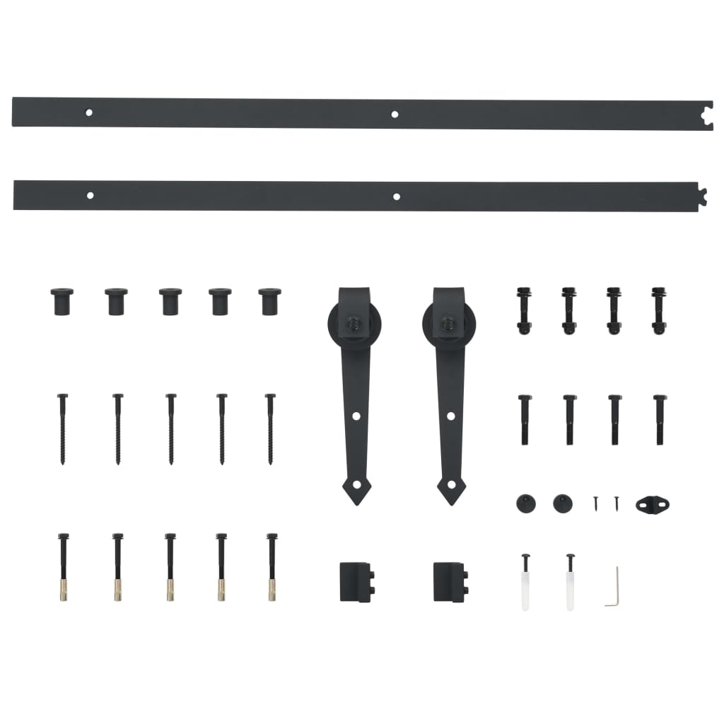 Schiebetürbeschlag-Set 183 cm Stahl Schwarz