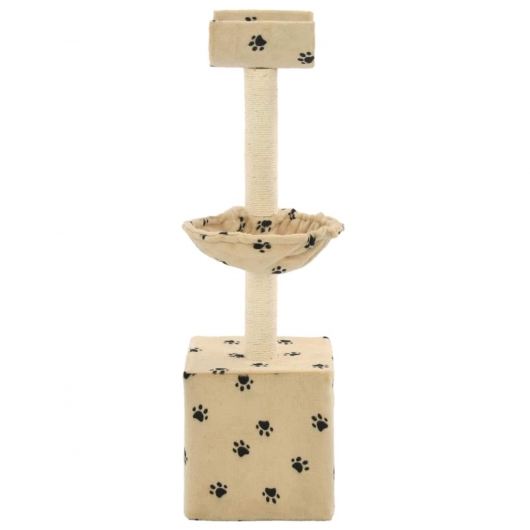 Katzen-Kratzbaum mit Sisal-Säulen 105 cm Beige Pfoten-Aufdruck