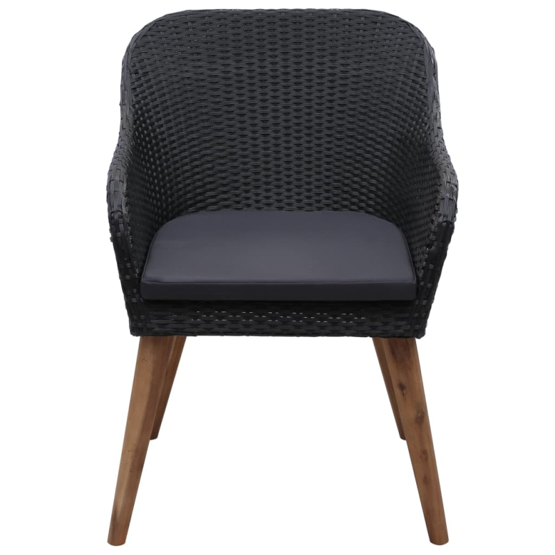 Gartenstühle mit Polstern 2 Stk. Poly Rattan Schwarz