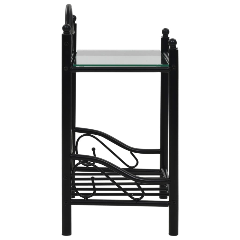 Nachttisch Stahl und Hartglas 45x30,5x60 cm Schwarz