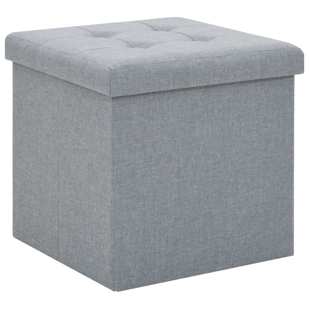 Hocker mit Stauraum 2 Stk. Hellgrau Leinenoptik