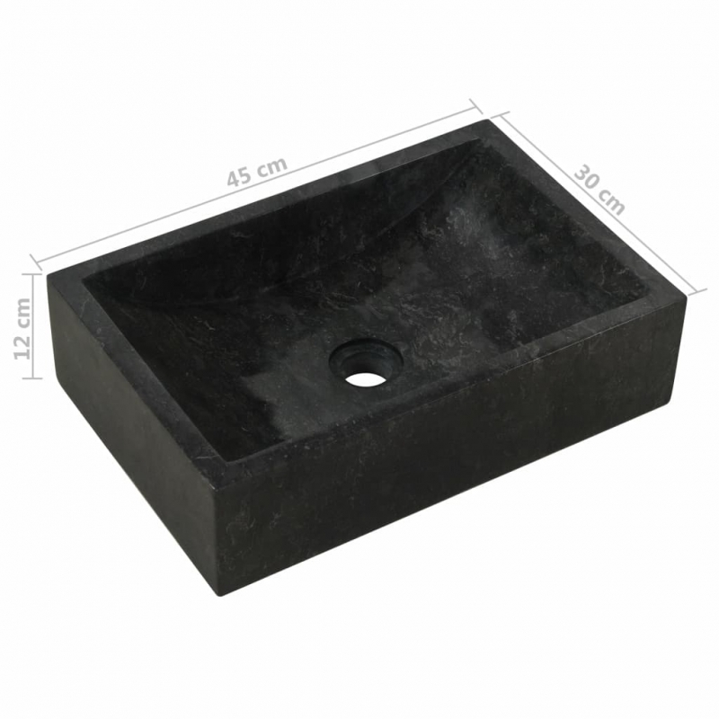 Waschbecken 45x30x12 cm Marmor Hochglanz-Schwarz