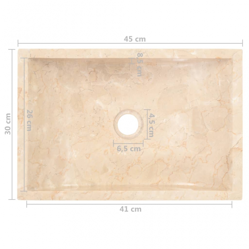 Waschbecken 45x30x12 cm Marmor Hochglanz-Creme