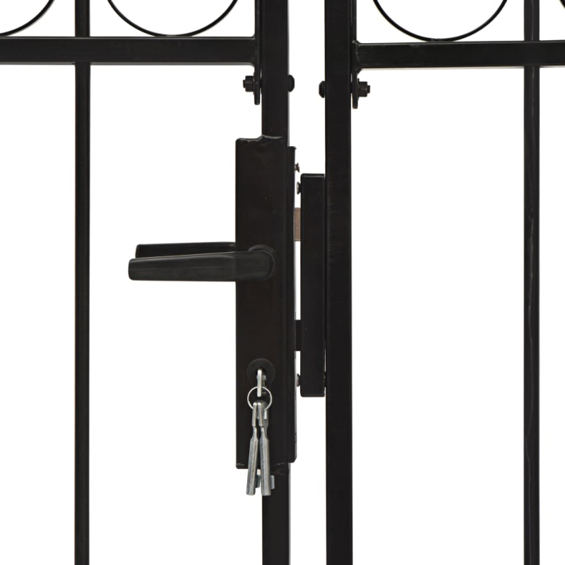 Zauntor Doppelflügel Gewölbte Spitze Stahl 400 x 200 cm Schwarz