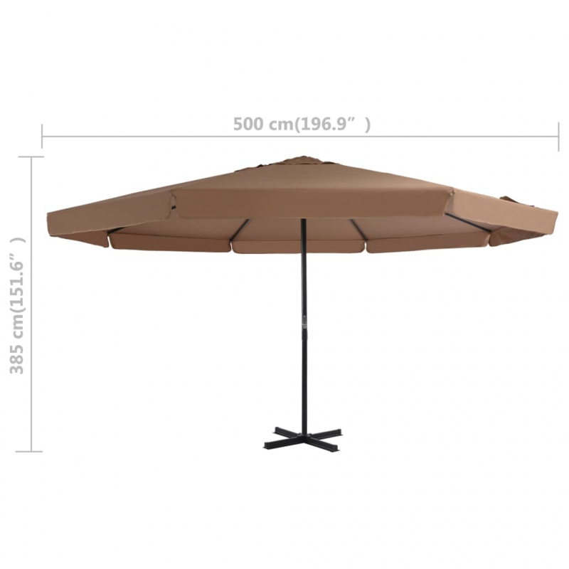 Sonnenschirm mit Aluminium-Mast 500 cm Taupe