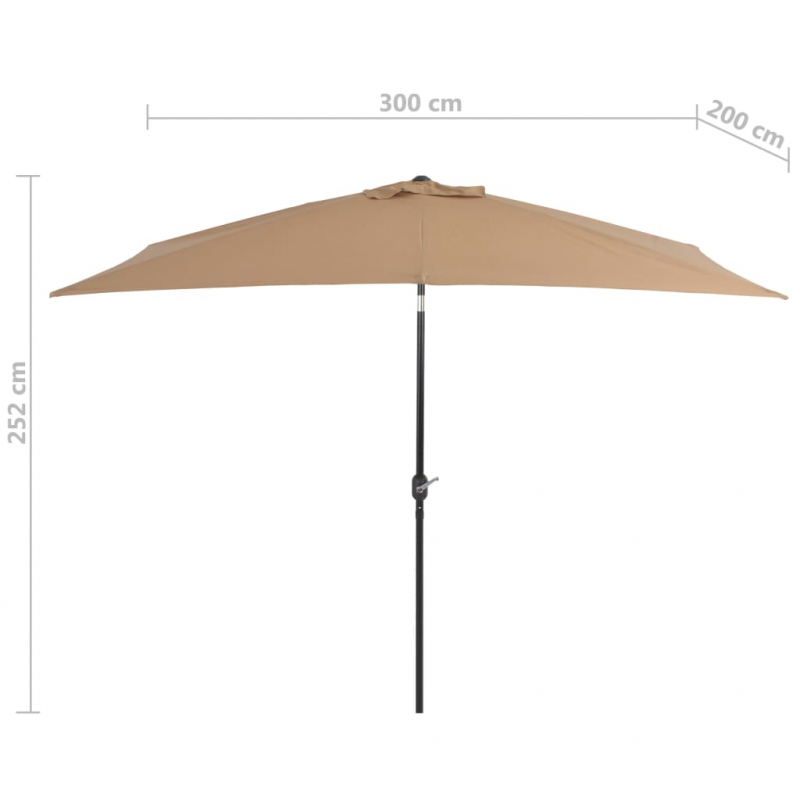 Sonnenschirm mit Metall-Mast 300x200 cm Taupe