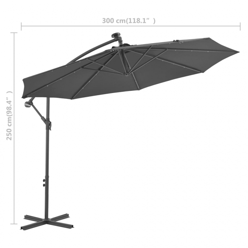 Ampelschirm mit Aluminium-Mast 300 cm Anthrazit