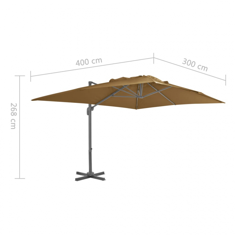 Ampelschirm mit Aluminium-Mast 400x300 cm Taupe