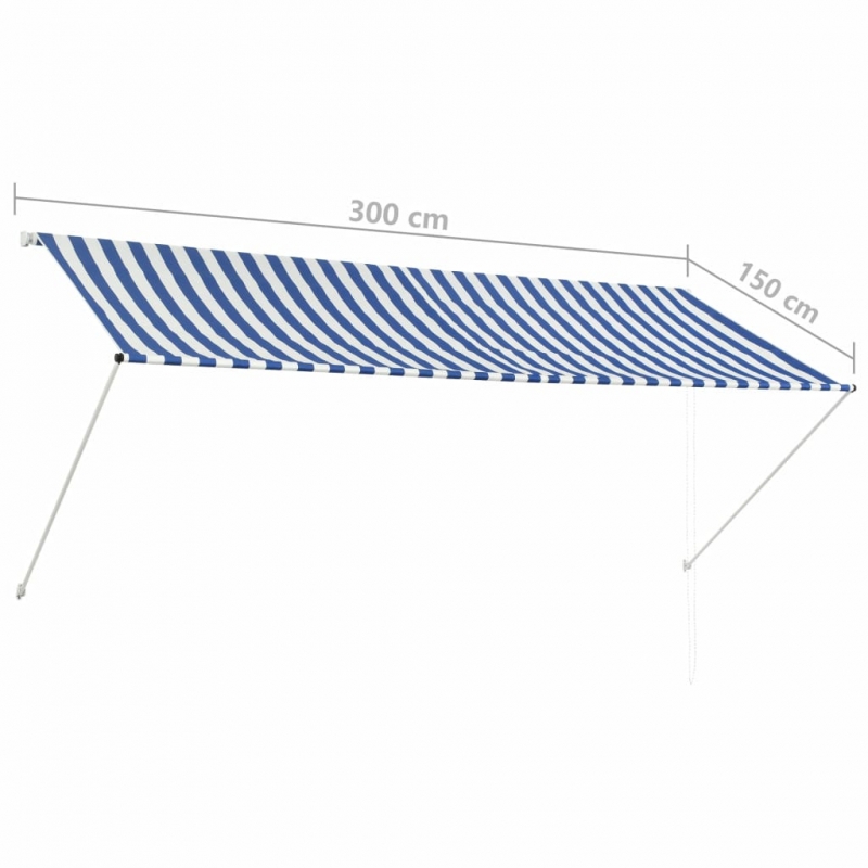 Einziehbare Markise 300×150 cm Blau und Weiß