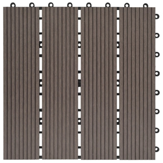 Terrassenfliesen 11 Stück WPC 30 x 30 cm 1 qm Dunkelbraun