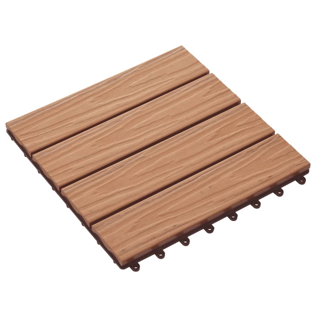 11 Stk. Terrassenfliesen geprägtes WPC 30x30cm 1qm Teak Farbe