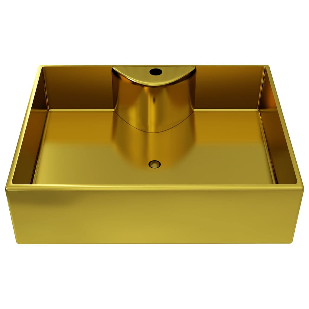 Waschbecken mit Wasserhahnloch 48 x 37 x 13,5 cm Keramik Golden