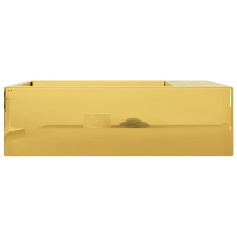 Waschbecken mit Überlauf 49 x 25 x 15 cm Keramik Golden