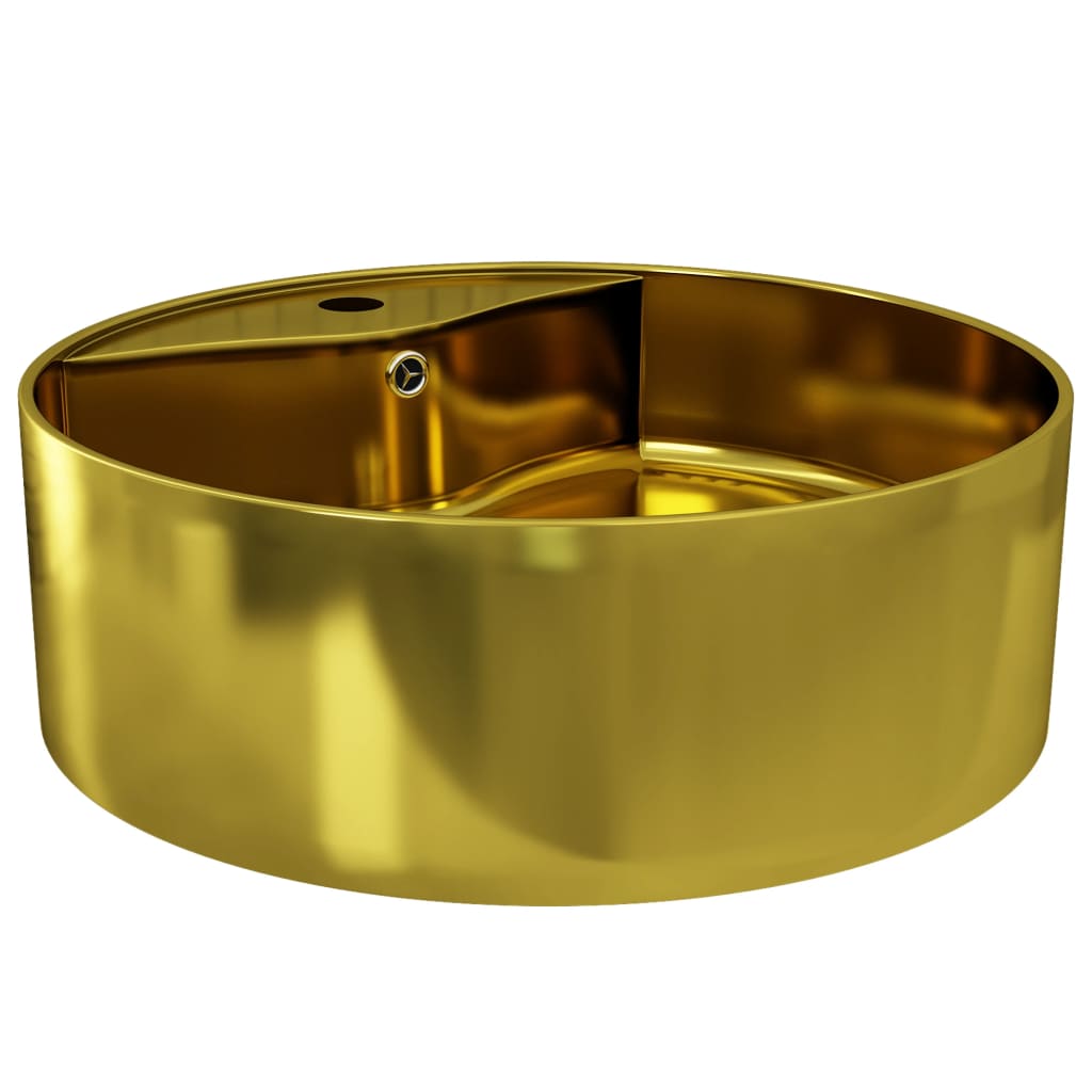 Waschbecken mit Überlauf 46,5 x 15,5 cm Keramik Golden