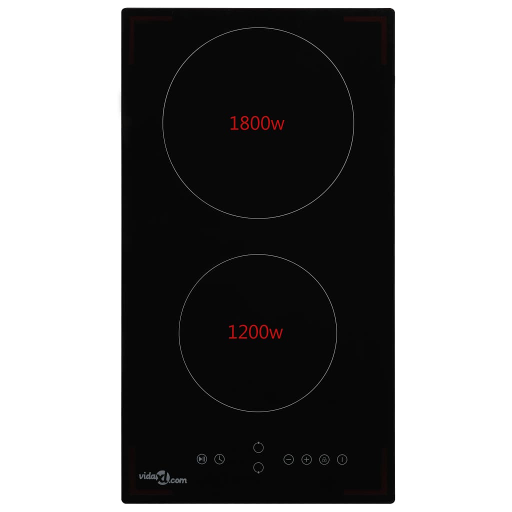Glaskeramik-Kochfeld mit 2 Platten Touch Control 3000 W
