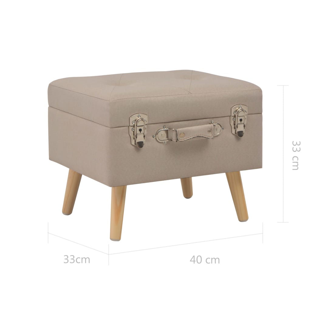 Hocker mit Stauraum 40 cm Beige Stoff