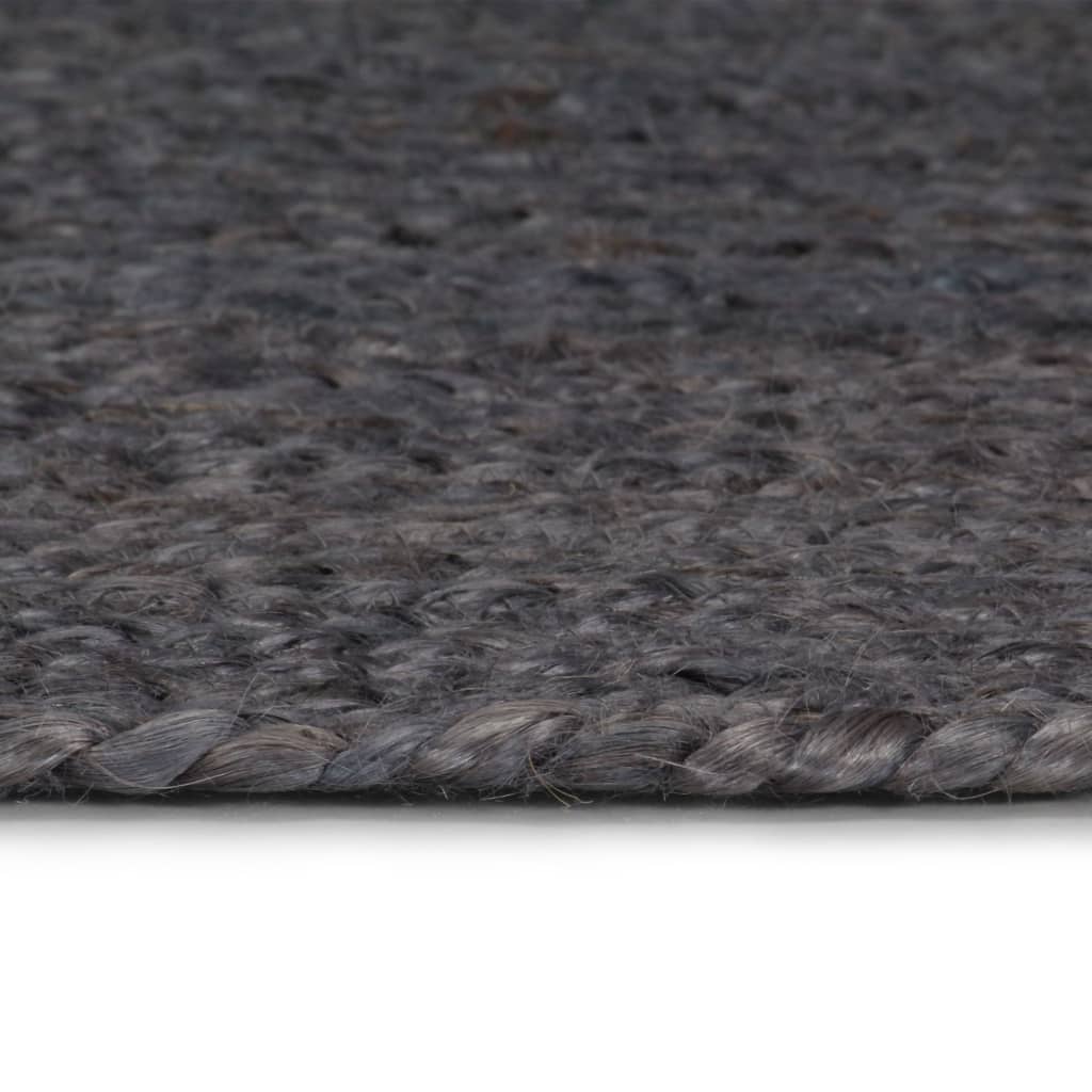 Teppich Handgefertigt Jute Rund 90 cm Dunkelgrau