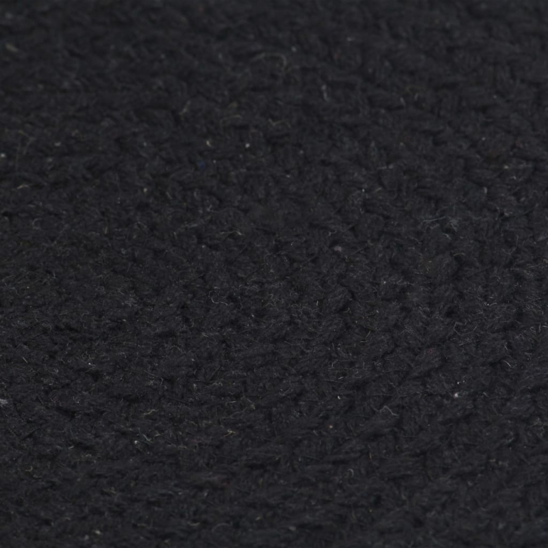 Tischsets 6 Stk. Uni Schwarz 38 cm Rund Baumwolle