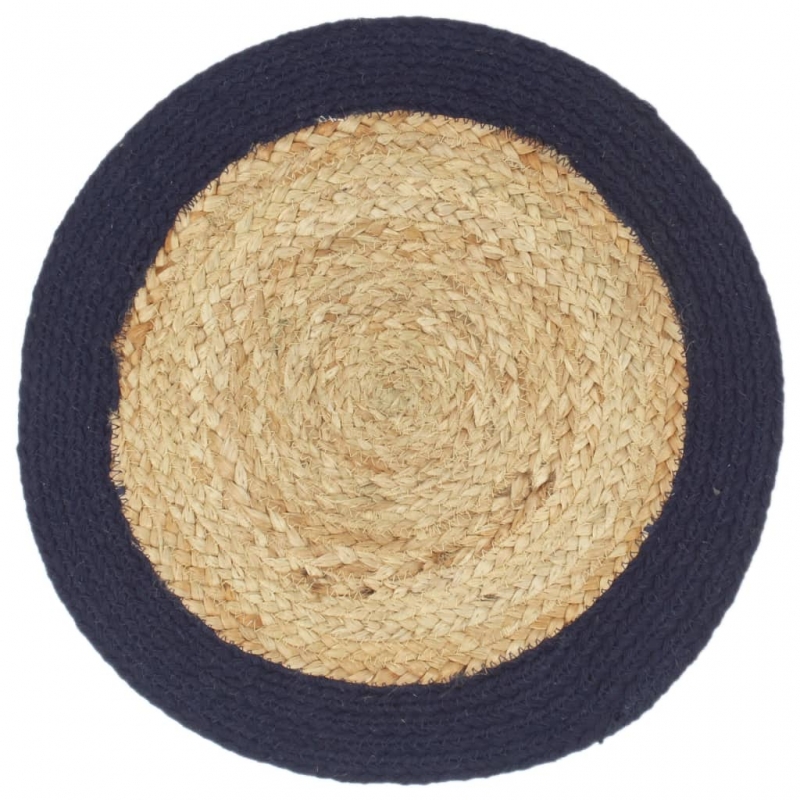 Tischsets 4 Stk. Natur und Marineblau 38 cm Jute und Baumwolle