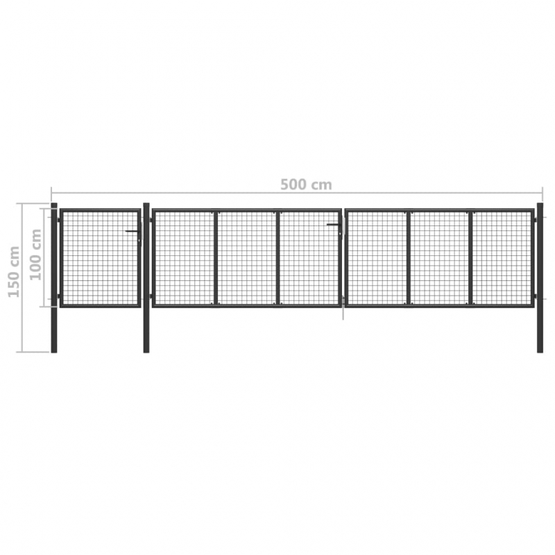 Gartentor Stahl 500×100 cm Anthrazit