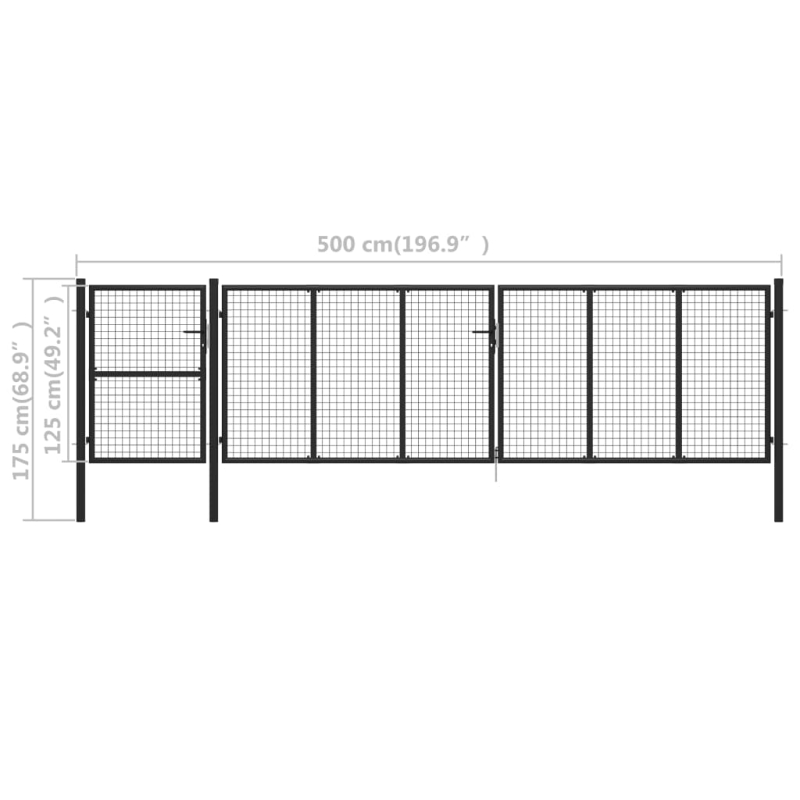 Gartentor Stahl 500 x 125 cm Anthrazit