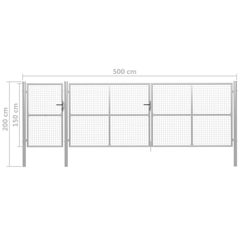 Gartentor Stahl 500×150 cm Silbern