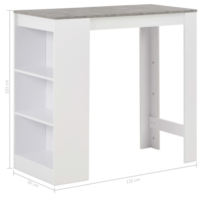 Bartisch mit Regal Weiß 110x50x103 cm