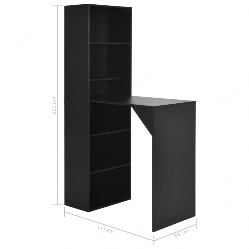 Bartisch mit Schrank Schwarz 115x59x200 cm