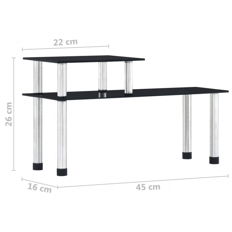 Küchenregal Schwarz 45×16×26 cm Hartglas