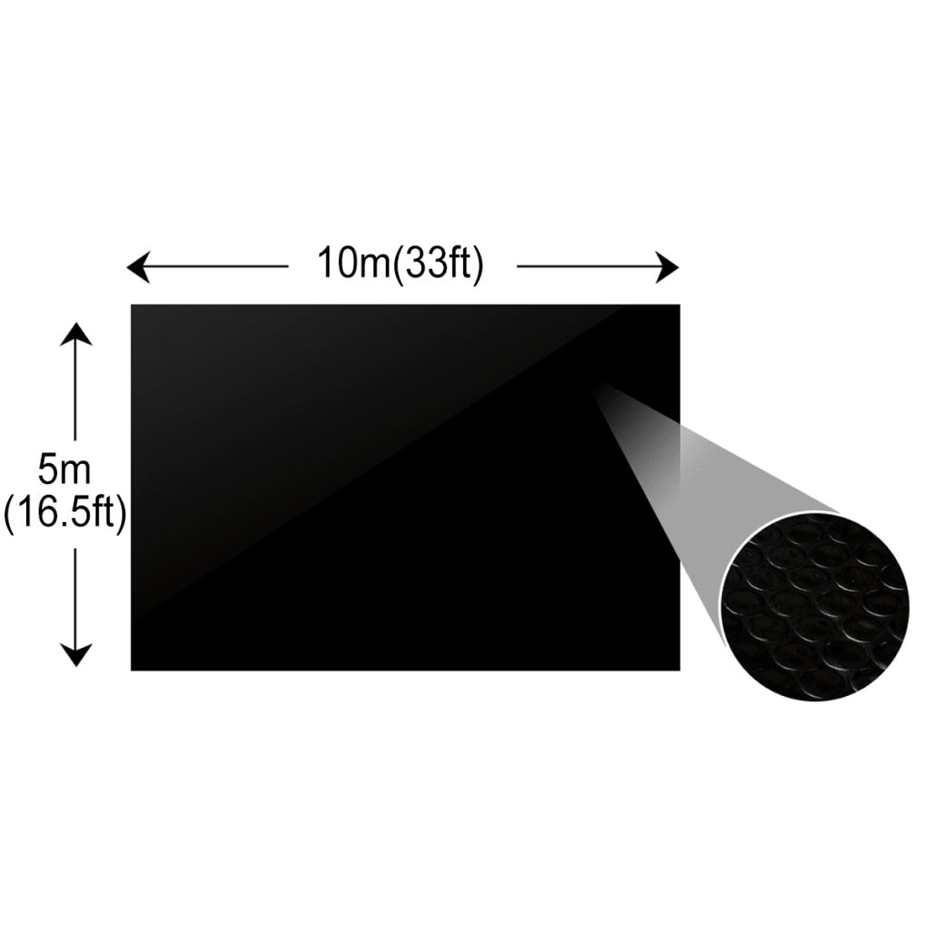 Treibende Pool Solarfolie rechtecking 10 x 5m Pools, schwarz