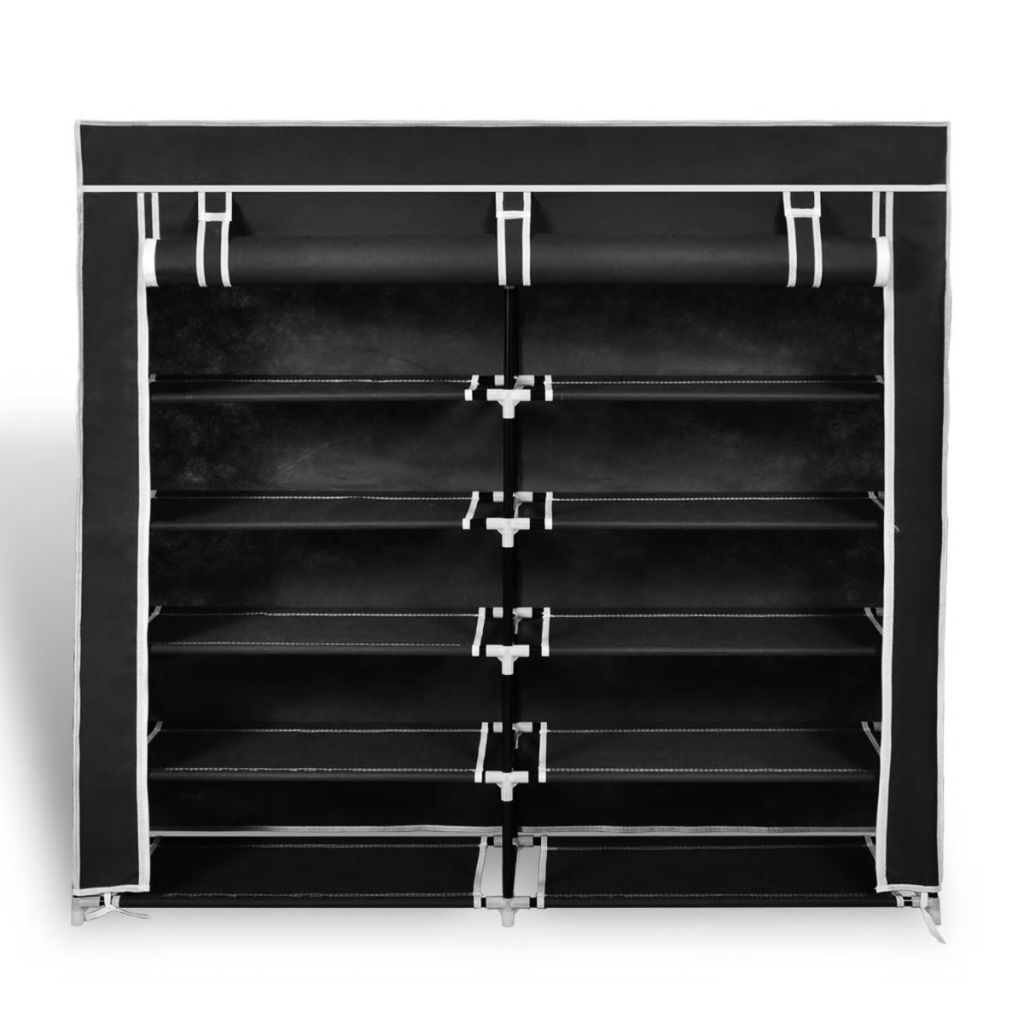 Stoff Schuhschrank mit Abdeckung 115 x 28 x 110 cm Schwarz