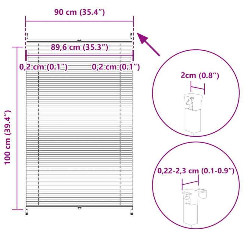 Verdunklungsplissee 90×100 cm Weiß