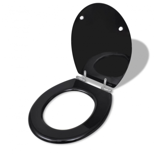 Toilettensitz MDF Deckel mit Absenkautomatik Design Schwarz